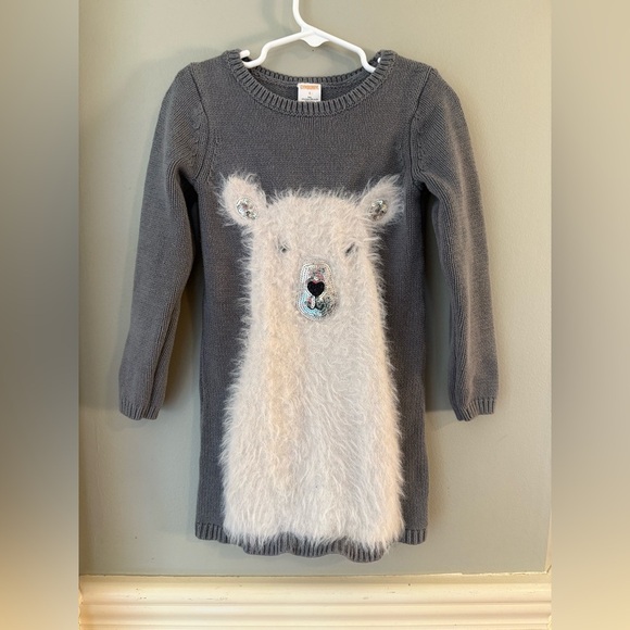 Gymboree Girls Gray Sweater Dress Size 6 – Polar Bear Fuzzy Knit - Picture 1 of 8